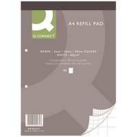 Q-Connect Refill Pad, A4, 2mm, 10mm and 20mm Squared, 160 Pages, Pack of 10
