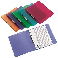 Q-Connect A4 Ring Binder, 2 O-Ring, 25mm Capacity, Frosted Assorted, Pack of 12