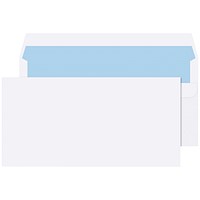 Q-Connect DL Envelopes, Self Seal, 80gsm, White, 20 packs of 50