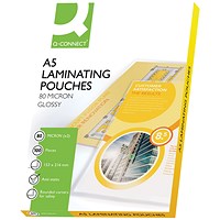 Q-Connect A5 Laminating Pouches, 160 Microns, Glossy, Pack of 100