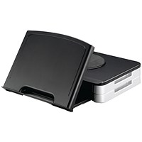 Q-Connect Monitor Stand with Drawer and Copyholder, Adjustable Height, Black