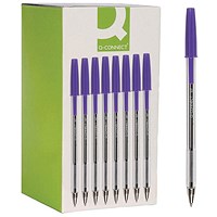 Q-Connect Ballpoint Pen, Violet, Pack of 50