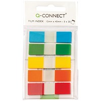 Q-Connect Page Markers, 12 x 45mm, Assorted, Pack of 100(20 of each colour)