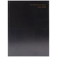 Q-Connect 2024-25 Academic Diary, Day Per Page, A4, Black