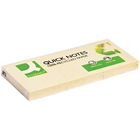 Q-Connect Recycled Quick Notes, 38 x 51mm, Yellow, Pack of 12 x 120 Notes