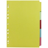 Q-Connect Subject Dividers, 5-Part, Blank Multicolour Tabs, A4, Multicolour (Pack of 50)