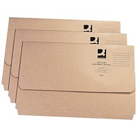 Q-Connect Recycled Document Wallets, 250gsm, Foolscap, Buff, Pack of 50