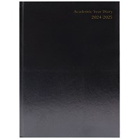 Q-Connect 2024-25 Academic Diary, Week To View, A5, Black