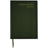 Q-Connect 2024-25 Academic Diary, Week To View, A5, Green