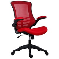 First Curve Operator Chair with Folding Arms, Red