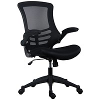 First Curve Operator Chair with Folding Arms, Black