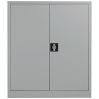 Talos Medium Steel Stationery Cupboard, 2 Shelves, 1000mm High, Grey