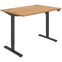 Astin Economy Sit-Stand Desk, Black Leg, 1200mm, Beech Top