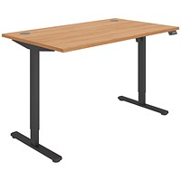 Astin Economy Sit-Stand Desk, Black Leg, 1400mm, Beech Top