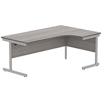 Astin 1800mm Corner Desk, Right Hand, Silver Cantilever Legs, Grey Oak
