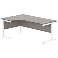 Astin 1800mm Corner Desk, Left Hand, White Cantilever Legs, Grey Oak