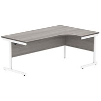 Astin 1800mm Corner Desk, Right Hand, White Cantilever Legs, Grey Oak