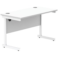 Astin 1200mm Slim Rectangular Desk, White Cantilever Legs, White