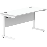 Astin 1400mm Slim Rectangular Desk, White Cantilever Legs, White