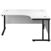 Jemini 1800mm Corner Desk, Right Hand, Black Double Upright Cantilever Legs, White