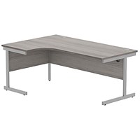 Astin 1800mm Corner Desk, Left Hand, Silver Cantilever Legs, Grey Oak