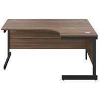 Jemini 1800mm Corner Desk, Right Hand, Black Single Upright Cantilever Legs, Walnut