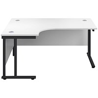 Jemini 1600mm Corner Desk, Left Hand, Black Double Upright Cantilever Legs, White