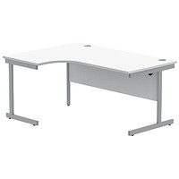 Polaris 1600mm Corner Desk, Left Hand, Silver Cantilever Leg, White