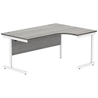 Polaris 1600mm Corner Desk, Right Hand, White Cantilever Legs, Grey Oak