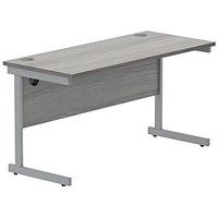 Polaris 1200mm Slim Rectangular Desk, Silver Cantilever Leg, Grey Oak