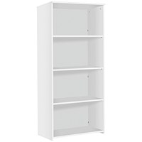 Serrion Premium Tall Bookcase, 3 Shelves, 1600mm High, White