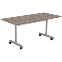 Jemini Rectangular Tilting Table 1600x700x730mm Grey Oak/Silver