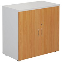 Jemini Two Tone Low Wooden Cupboard, 1 Shelf, 800mm High, White and Beech