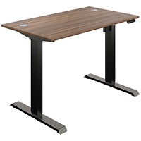 Serrion Economy Sit-Stand Desk, Black Leg, 1200mm, Walnut Top