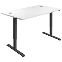 Serrion Economy Sit-Stand Desk, Black Leg, 1200mm, White Top