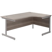 Jemini 1800mm Corner Desk, Right Hand, Silver Cantilever Legs, Grey Oak