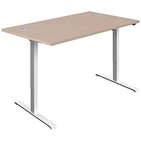 Jemini Economy Sit-Stand Desk, White Leg, 1200mm, Maple Top