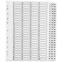 Q-Connect Reinforced Board Index Dividers, 1-75, Clear Tabs, A4, White