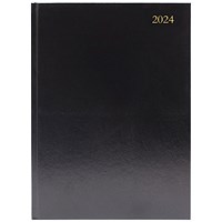 Q-Connect A5 Desk Diary, Day Per Page, Black, 2024