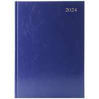 Q-Connect A5 Desk Diary, Week To View, Blue, 2024