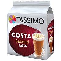 Tassimo Costa Caramel Latte Coffee Pods, 8 Capsules, Pack of 5