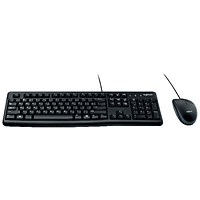 Logitech MK120 Keyboard and Mouse Set, Wired, Black