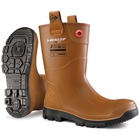 Dunlop Purofort Rigpro Unlined Steel Toe Cap Boots, Tan, 9