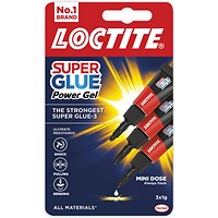 Loctite Super Glue Mini Trio Power Gel, 1g, Pack of 3