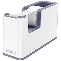 Leitz Wow Tape Dispenser and 1 Tape Roll, Takes 19mm x 33m Tape, White and Grey