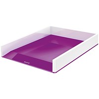 Leitz Wow Self-stacking Letter Tray, White & Purple
