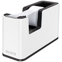 Leitz Wow Tape Dispenser and 1 Tape Roll, Takes 19mm x 33m Tape, White and Black