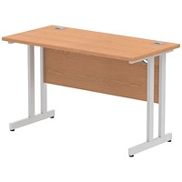 Impulse 1200mm Slim Rectangular Desk, Silver Cantilever Leg, Oak
