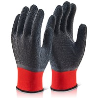 Beeswift Multi-Purpose Fully Coated Latex Polyester Knitted Gloves, Black, XL