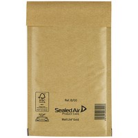 Mail Lite Bubble Postal Bag, Size B/00 120x210mm, Gold, Pack of 100